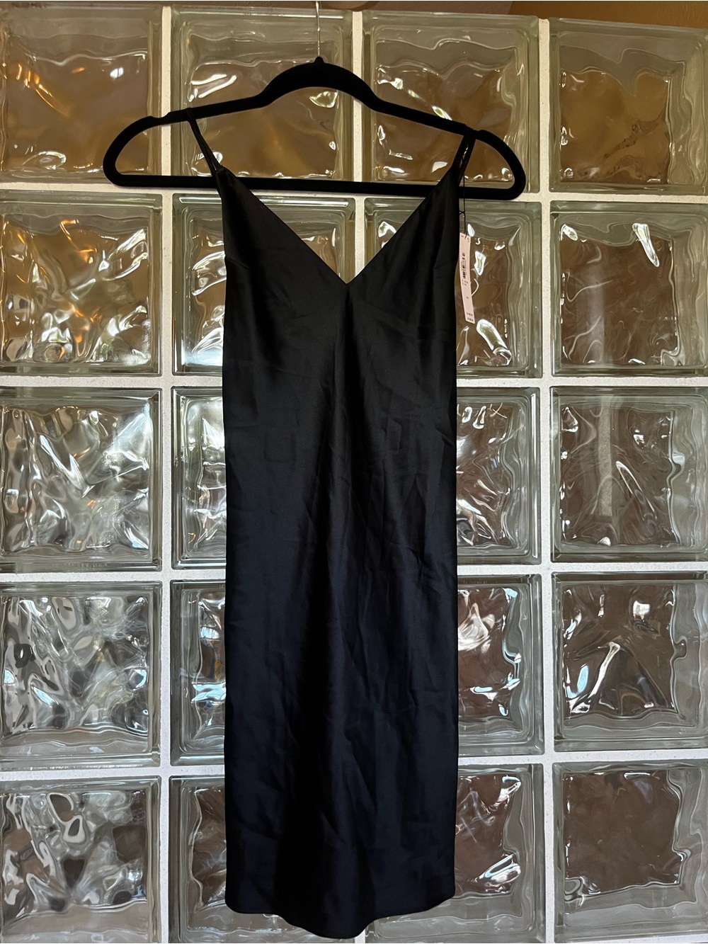Victoria's Secret Black Slip Midi with V-Neck and Spaghetti Straps